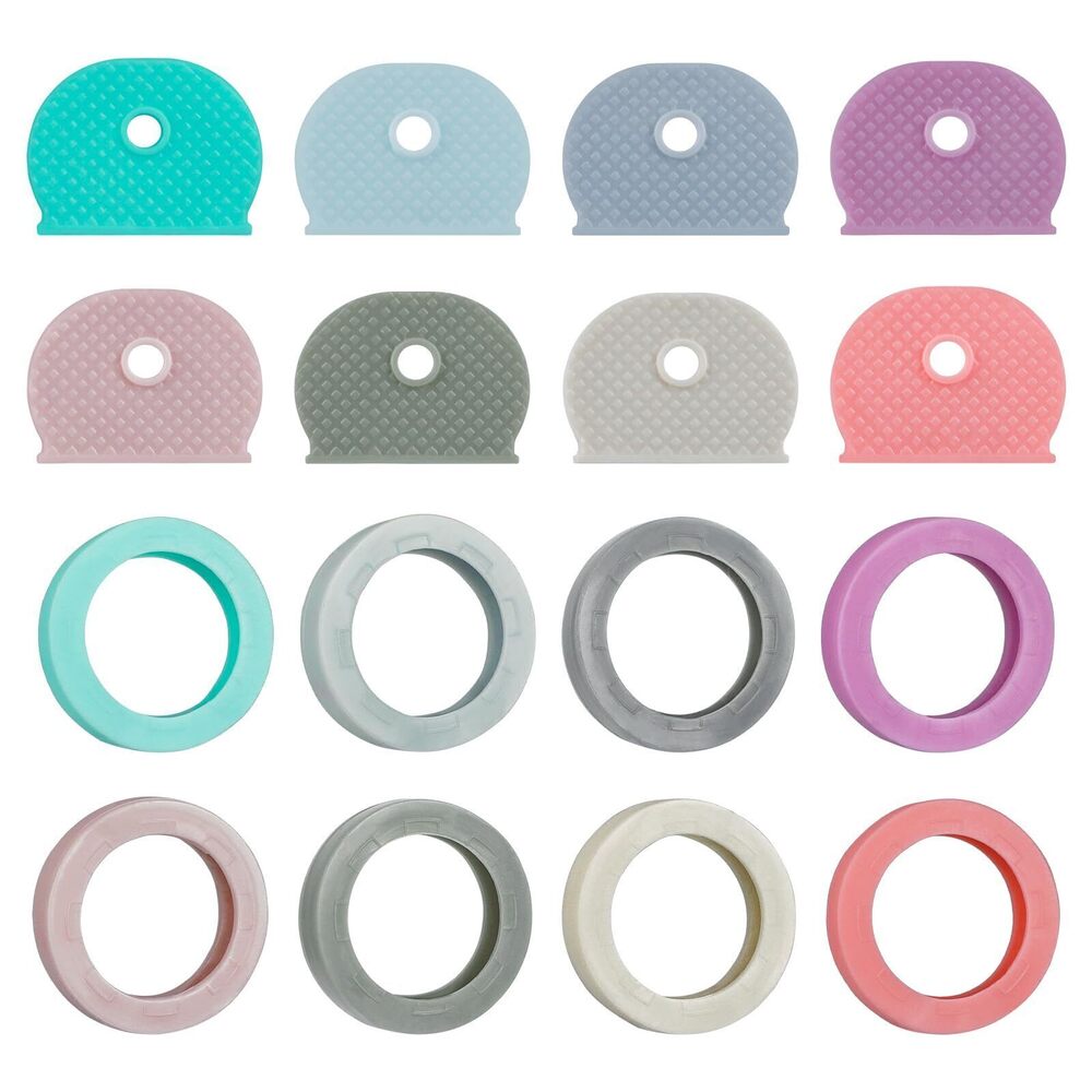 4458 16 Pcs Key Covers Caps, 1" & 0.9" Key Identifiers, Soft Stretchy Key